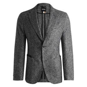 Boss Mens Herringbone Lapel Collar Blazer / Silver Print